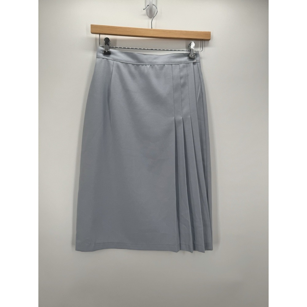 Vintage Emerald Isle New York Pleated Midi Skirt Light Blue USA Made 13-14